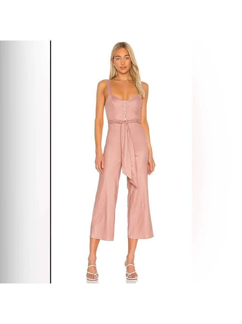Revolve Privacy Please Faye Sleeveless Twill Linen Blend Wide Leg  Jumpsuit